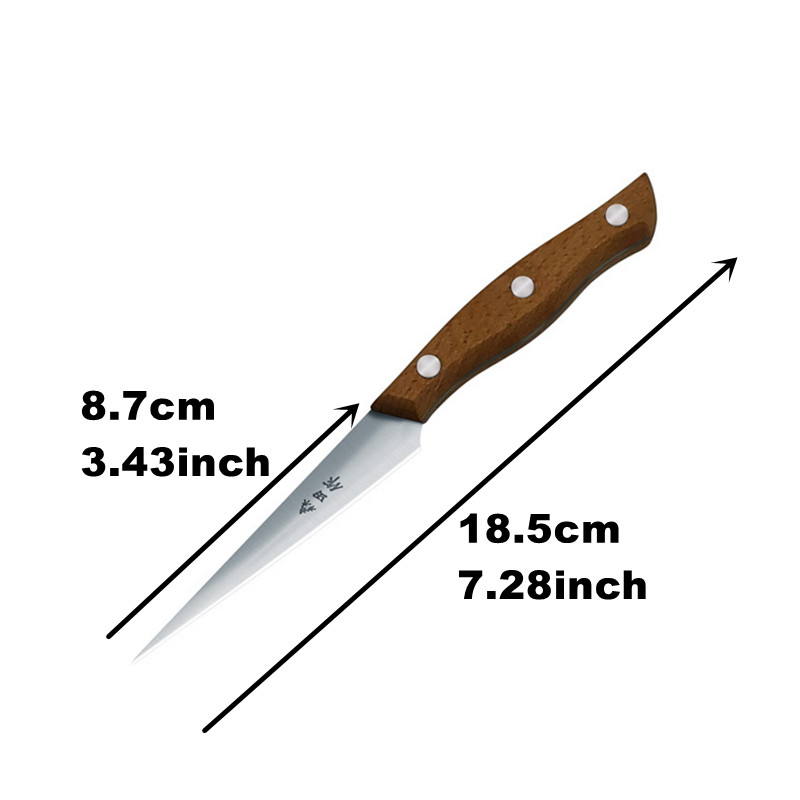 Goldbaking Kitchen Carving Knives 3 PCS Set Chef Sharp Well Food Fruit Platter Beech Wood Handle Paring Main Knife