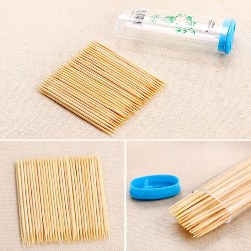 Cure-dents jetable en bois 100 pièce/boîte bambou naturel, outil à Double tranchant, pour la maison, le Restaurant, l'hôtel, les fruits