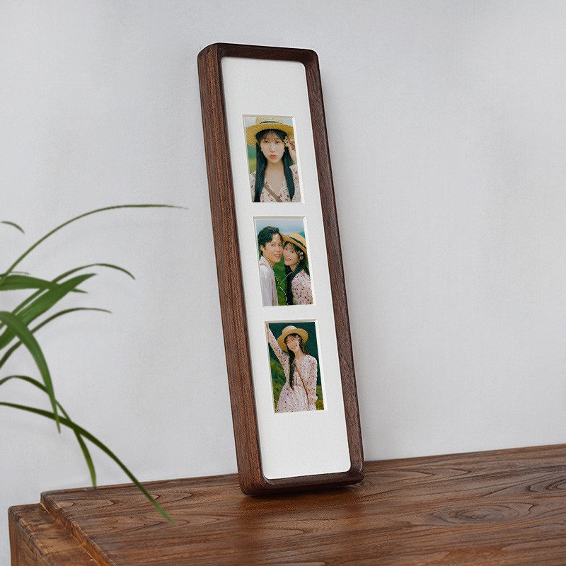 Soporte de exhibición de marco de fotos de madera maciza para tríptico DIY, fotos de boda de pareja cuádruple de varias piezas, marco de fotos de: Blanco