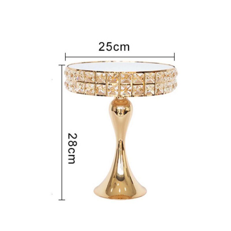 High-end Metal Mirror Cake Stand Wedding Dessert Table Crystal Cake Table Decoration Glass Fruit Plate Pastry Display Plate: 10 inch