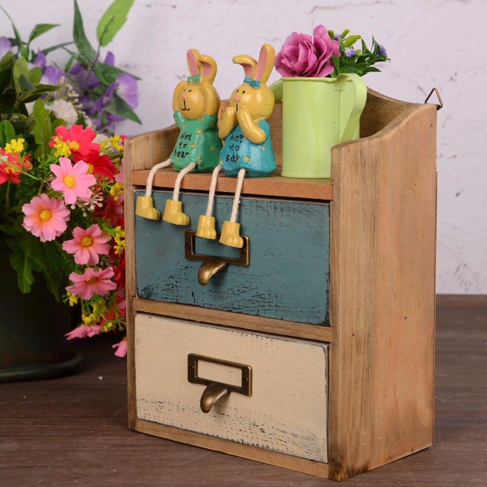 Storage drawer zakka Wooden box 2 case drawer Storage box Family storage tool