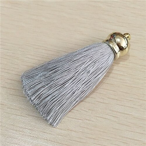 1 Uds. Pendientes borlas de seda colgantes para manualidades, tapas de extremo de plata, cepillo de borlas para DIY, accesorios para fabricación de joyas: 17