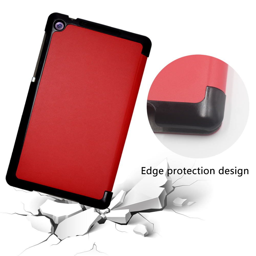 Foldet pu-læderetui til google nexus 7 fhd 2nd (2nd. generation (flip-tablet-cover med stativ, automatisk slumre-/vågnefunktion)