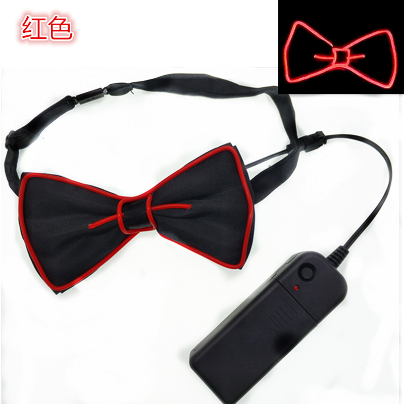 Cravate pour hommes en fil de fer | Nœud papillon lumineux clignotant pour fête en Club mariage: Rouge