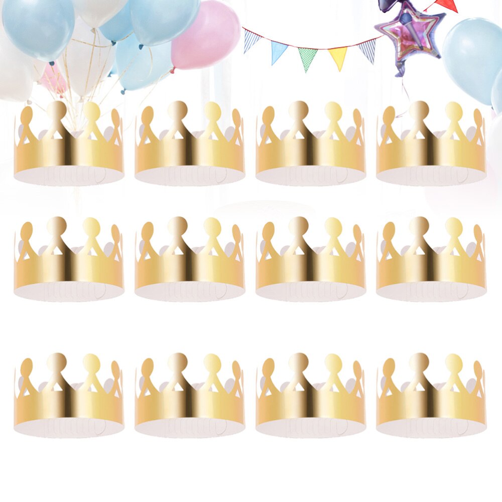 24pcs Golden Paper Crown Party Hat Cap Photo Props for Birthday Celebration Baby Shower (M14)