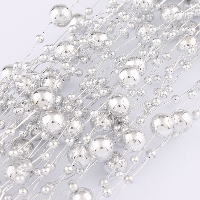 5 meter 4 stk/parti linje kunstig abs perle perle kæde til guirlande bryllup fest indretning hår tilbehør guld eller sølv: Plating siver