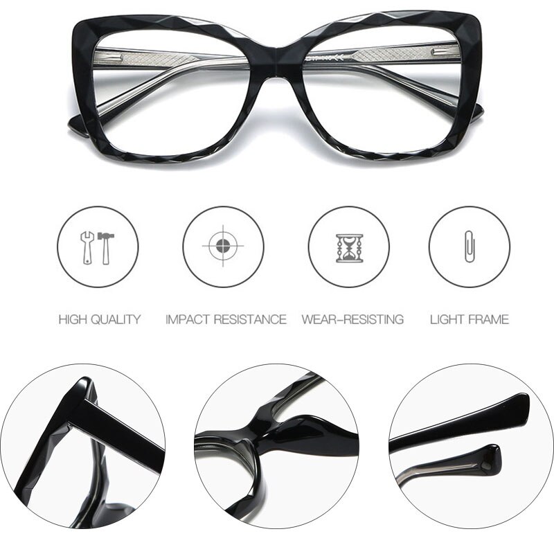 So&ei ins populaire multi-cut kristal  tr90 kattenoog damesbril montuur vintage veerscharnier heldere anti-blauwstraal lenzen bril