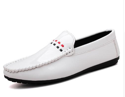 Tosjc man letvægts loafer fritidssko hvid farve slip-on blødt læder åndbart kørefodtøj til man 001: Beige / 41