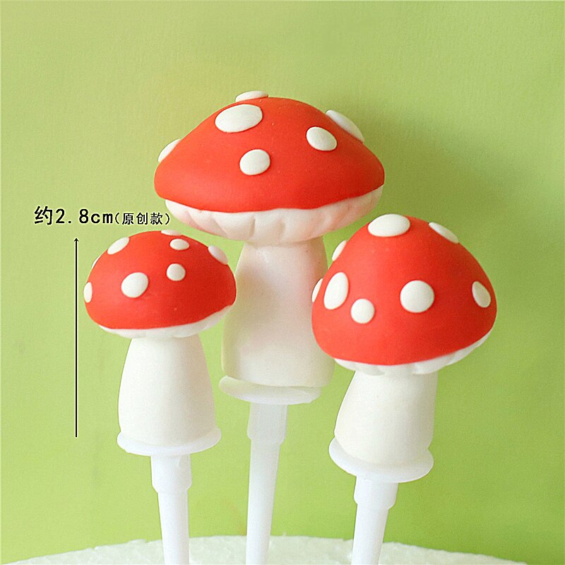 Voelde Dieren Aap Leeuw Giraffe Uil Cake Topper Voor Verjaardagsfeestje Decoraties Bakken Levert Baby Shower Kid Liefde: mushrooms