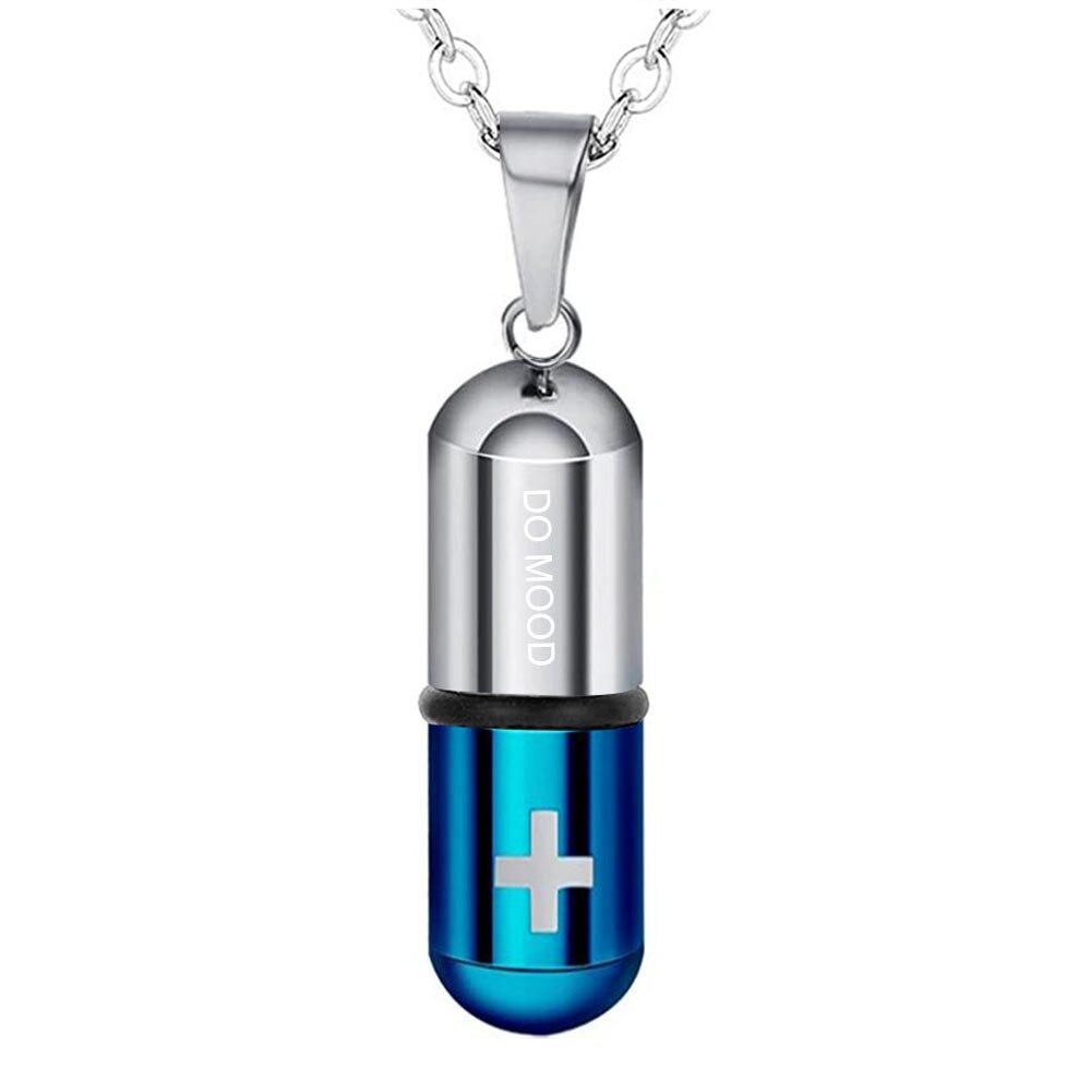 in Acciaio Inox Caso Della Pillola Capsula Collana Del Pendente Del Mens Delle Donne di Croce Medicina ricordo
