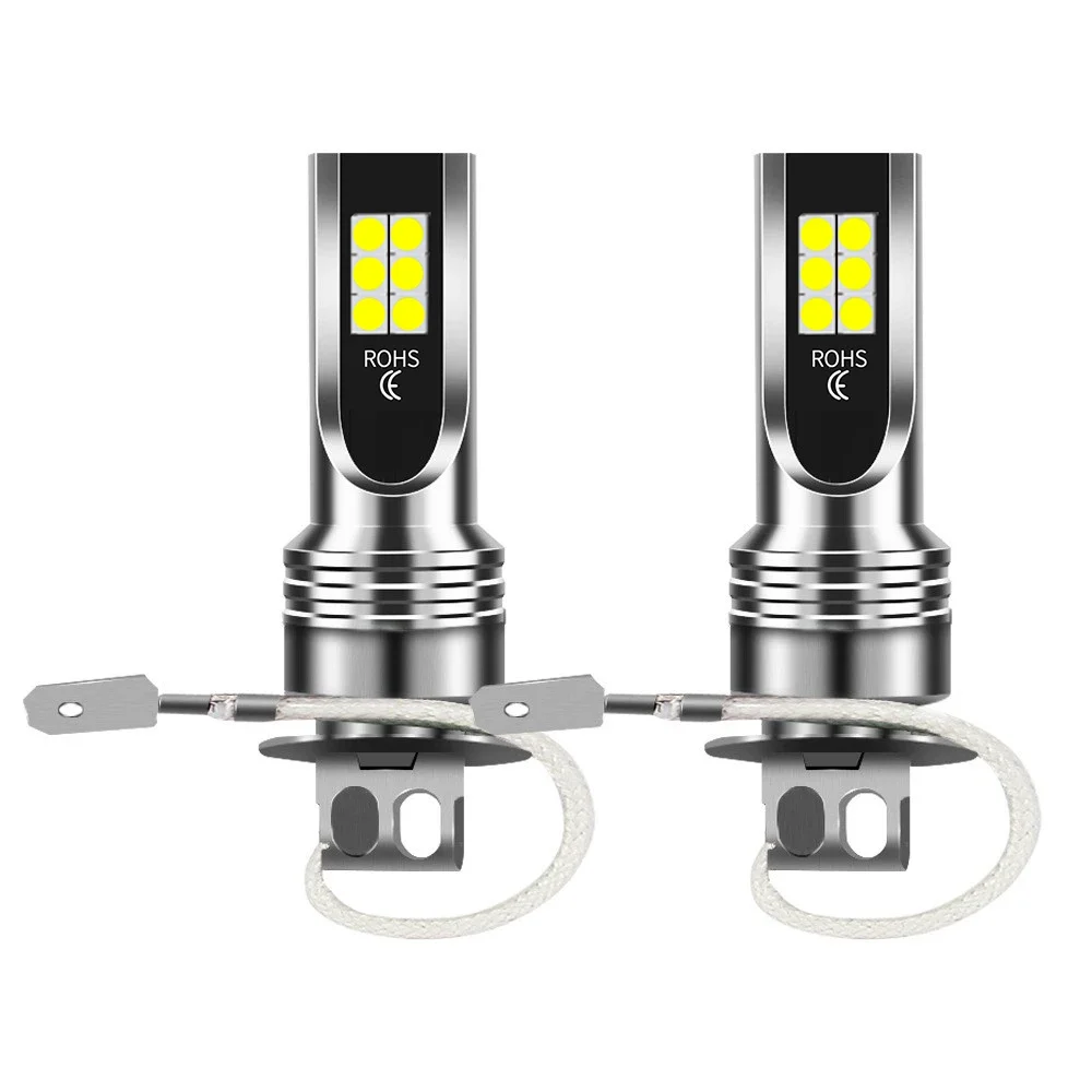 2 uds H3 bombillas LED de luz antiniebla para coche DRL H11 H8 H9 H4 H1 H7 lámpara de faro de motocicleta 9005 9006 faro de conducción automática 6000K 12V 24V