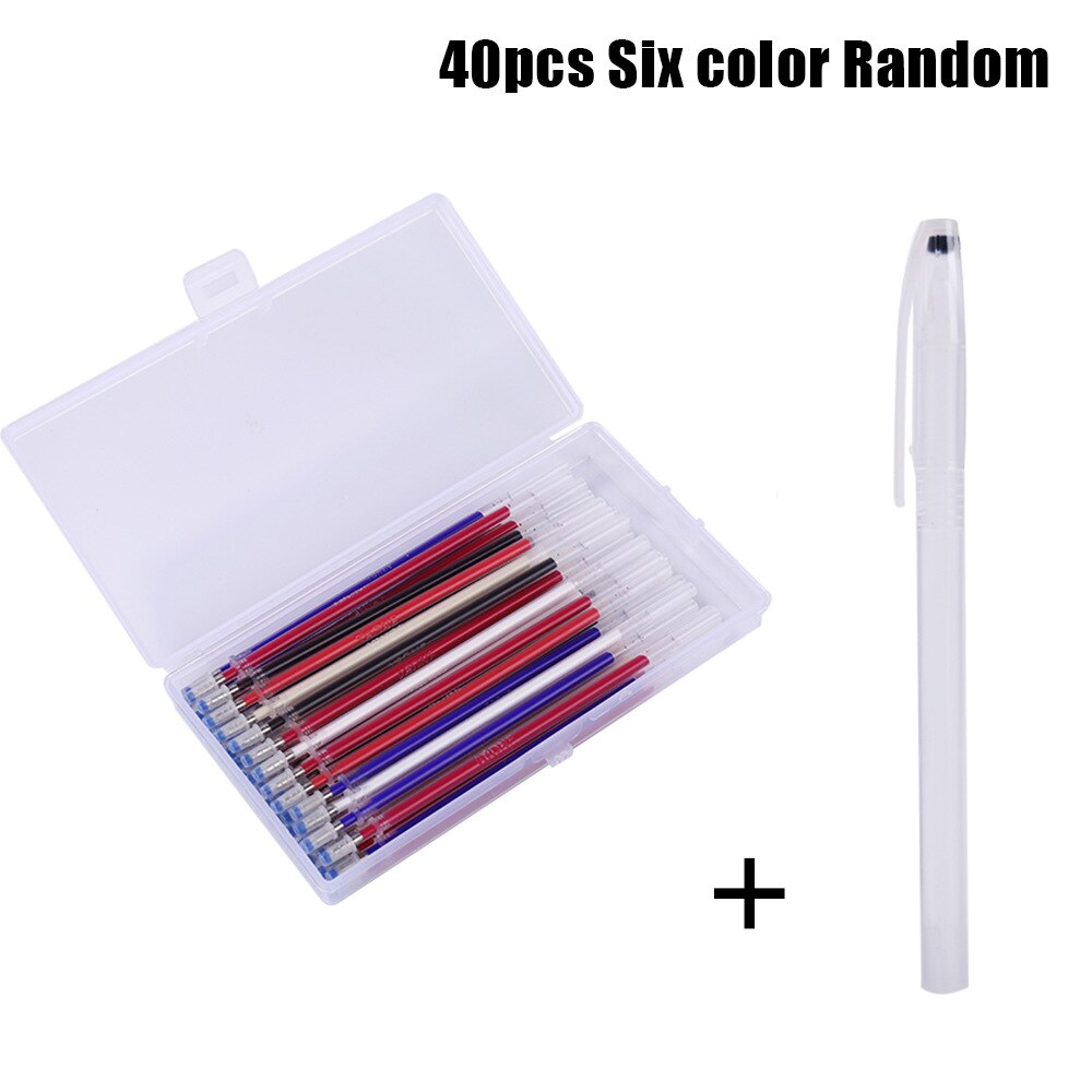 40Pcs Warmte Uitwisbare Pen Hoge Temperatuur Verdwijnen Stof Marker Vullingen Met Opbergdoos Stof Craft Tailoring Accessoires