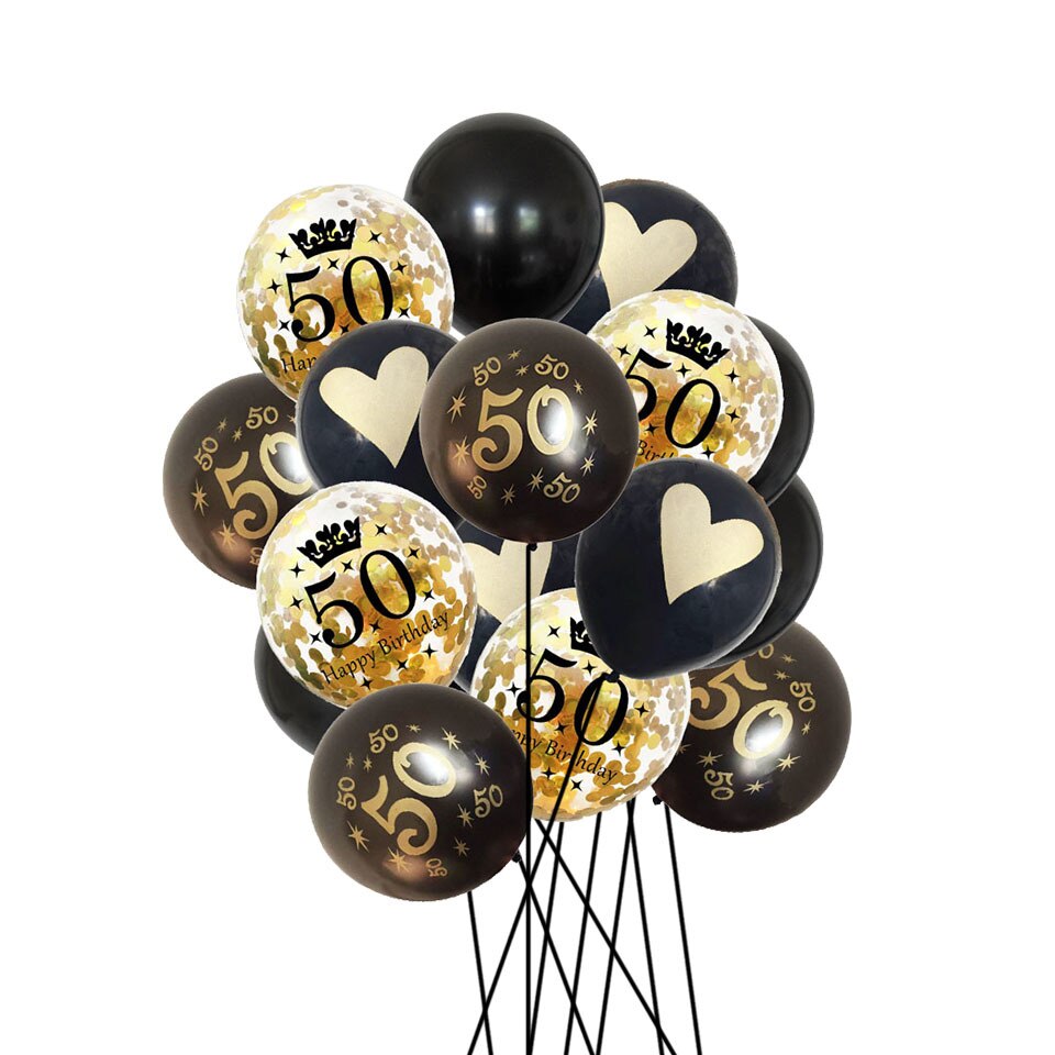 16 pièces 10 pouces 12 pouces Multi Air Ballons Joyeux Anniversaire Décorations De Fête Enfants Adultes Numéro Ballon bricolage Fournitures De Fête: 50 gold