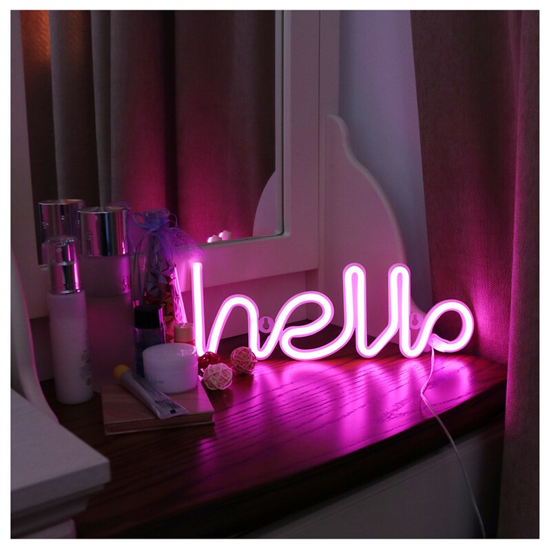 Nachtlampje Neon Alfabet Hello Neon Verlichting Voor Wedding Party Verjaardag Slaapkamer Muur Opknoping Decor Light Night