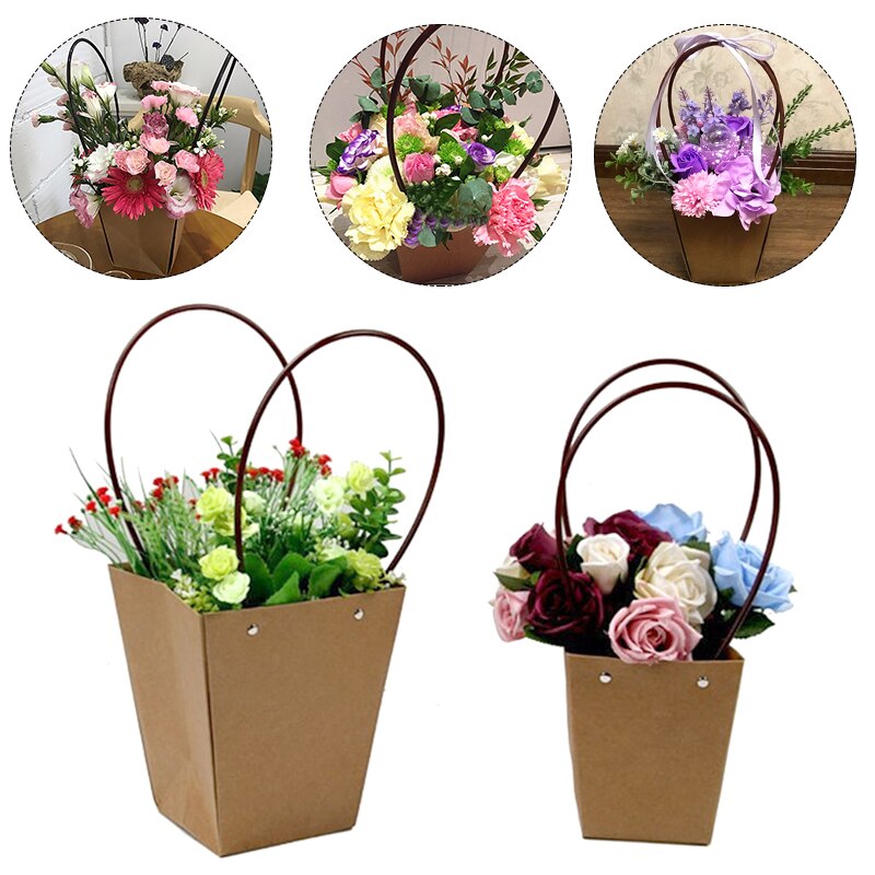 Sac en papier Kraft trapézoïdal | Sachet carré pour plantes vertes/fleurs/viande 7A2251 1 pièce