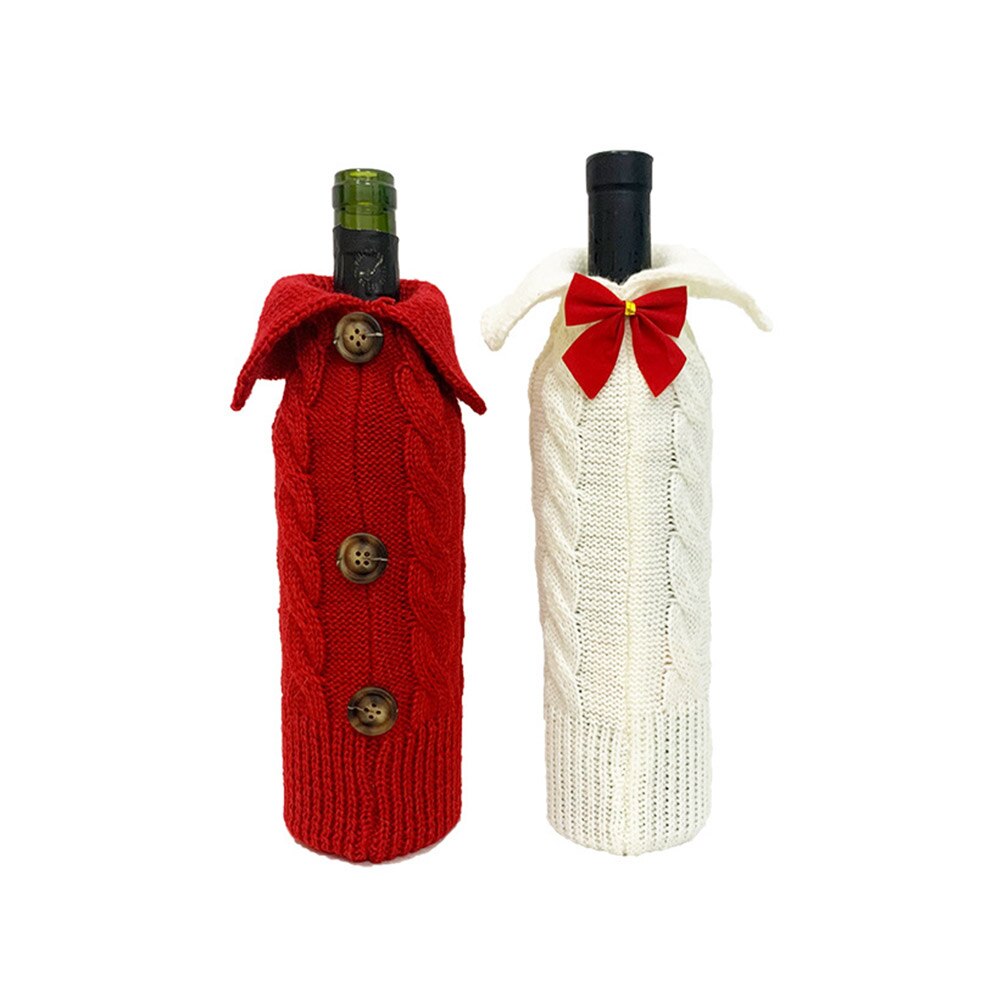 Cache-bouteille de vin rouge tricoté pour noël, 1 pièce, sac pour bouteilles de vin, décoration de noël, pull pour fête, décoration de la maison populaire