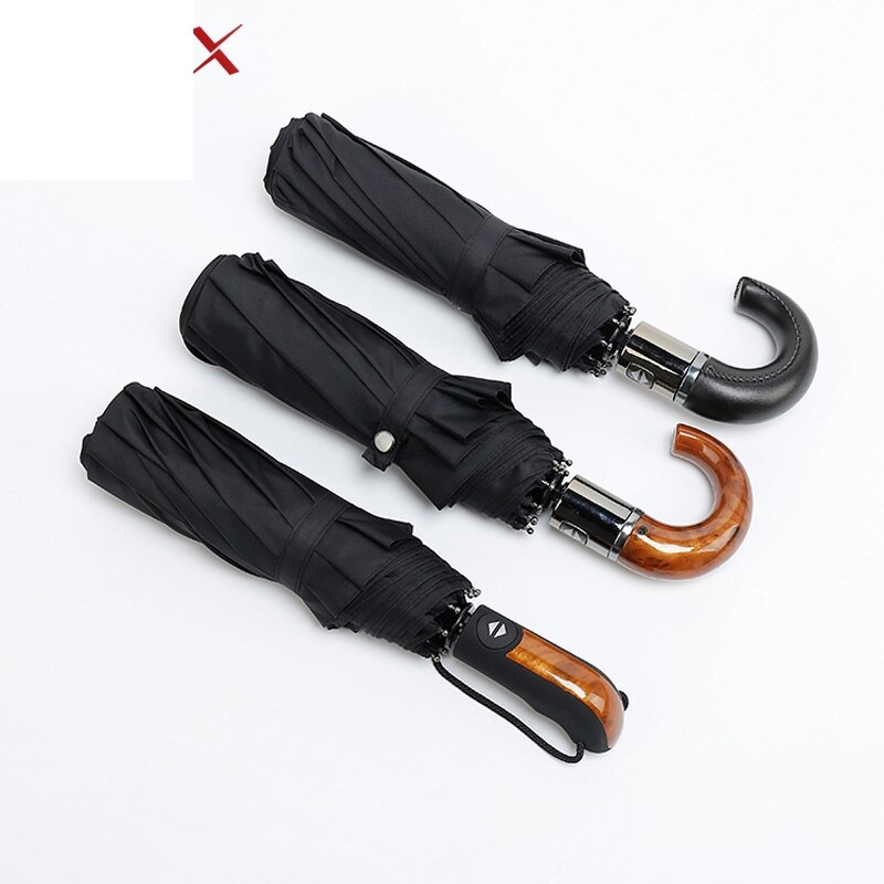 Parapluie classique de style anglais pour hommes, automatique, 10 nervures, résistant au vent, 3 plis, Parasol de professionnelle, pour la pluie