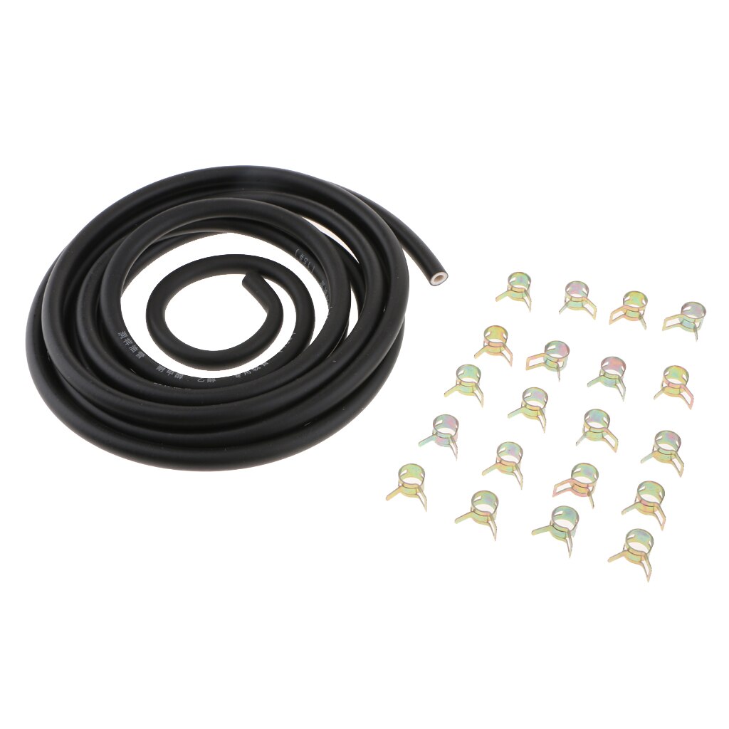 3 Meters 1/4 Inch ID Fuel Line + 20pcs 2/5'' ID Hose Clamps For Small Engines