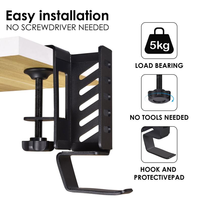 Onder Bureau Laptop Houder Klem Op Side Desk Organizer Anti-Kras Houder Geen Boor Bureau Opknoping Bestand Houder Rack Kantoren Thuis
