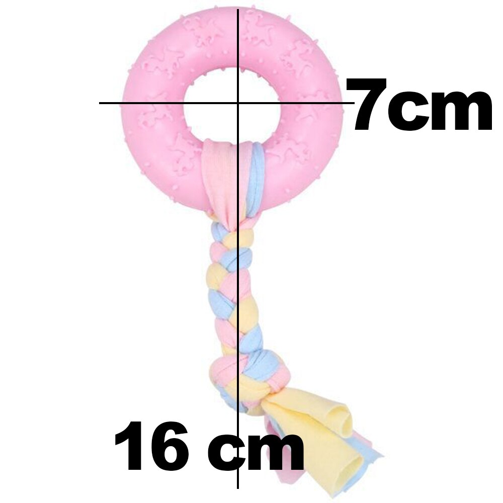 Macaron Rubber Dog Chew Toys Bone Shape Dog Chewing Toys for Large Small Dogs Teeth Clean Interactive Large Puppy Dogs Ball Toy: Pink 3