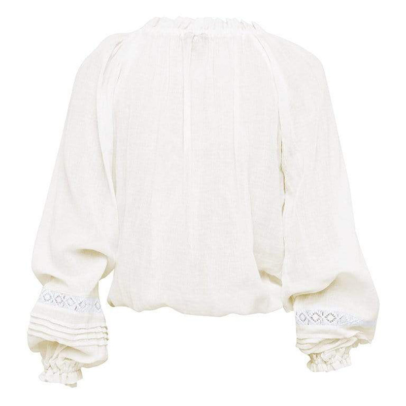 TEELYNN Lange Laterne Hülse V-ausschnitt Spitze Blusen Hemden Frauen oben Jahrgang Weiß Baumwolle boho Herbst Bluse Party Dame blusas