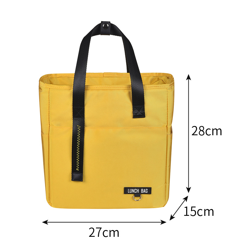 Borsa termica addensata impermeabile in tessuto Oxford fodera in PEVA scatola di ghiaccio borsa da pranzo per ufficio per ufficio isolamento termico impacco di ghiaccio portatile: 27x15x28 Yellow