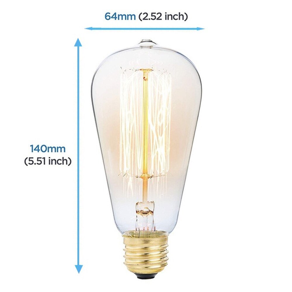 E27 Edison Light Bulb Glass Incandescent Bulbs W-filament Bulb Tungsten Filament