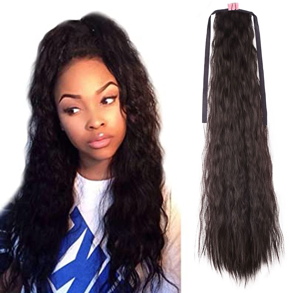 High Temperature Fiber Synthetic Afro Kinky Hair Pony Tail Hairpieces Drawstring Ponytails Hair Extension 24 Inch: 2