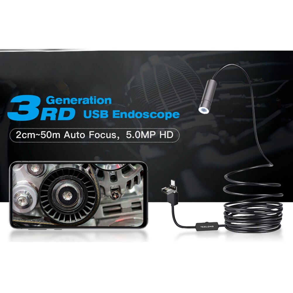 NTC140 étanche 5m câble caméra d'inspection 5.0MP multifonctionnel Auto pour Android IP67 HD lentille USB Endoscope Endoscope