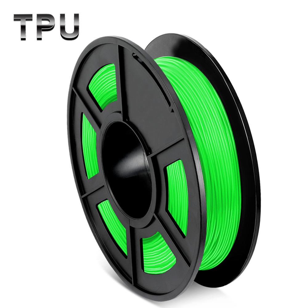Sunlu tpu flexibel filament 1.75mm+/-0.02mm materiaal voor 3d afdrukken 0.5kg geschikt voor 1.75mm printers 3d hoge elasticiteit navulling: Tpu-groen -0.5kg