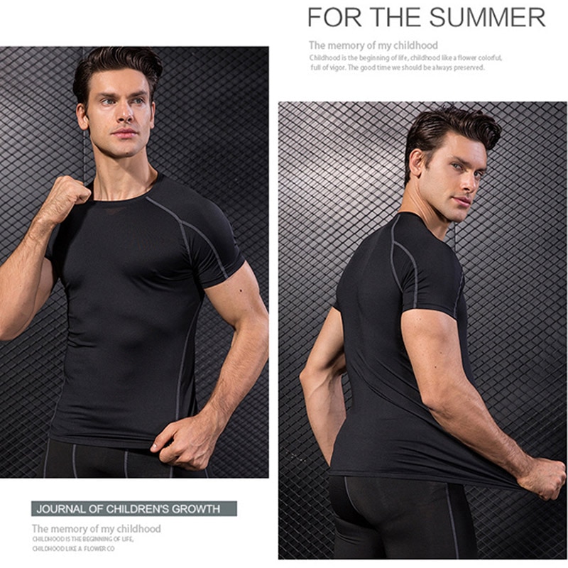 Wanayou mænd løbe t-shirts kortærmet,hurtig tørre anti-sved stramme sportstrøjer,elastisk træning øvelse fitness sport top