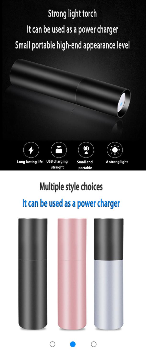 Outdoor Lighting Flashlight LED Mini Q5 Aluminum Alloy Flashlight Can Do Emergency Charger Kit Compact USB Direct Charge: 530 rose gold