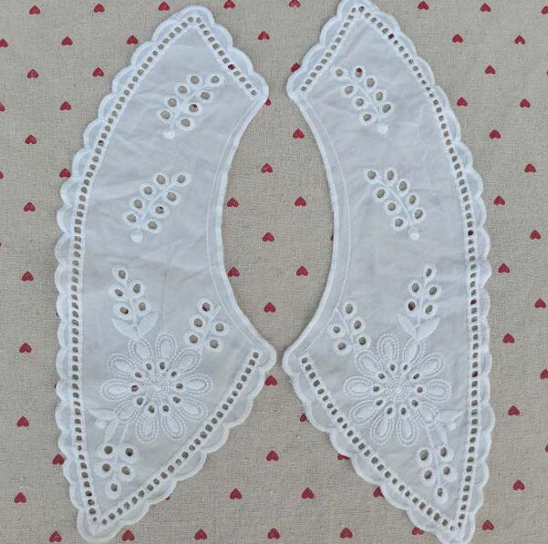 Tela de encaje bordado de algodón blanco de lujo, apliques DIY, cinta para cuello, cuello, costura artesanal, guipur, decoración de vestido de boda: white 7