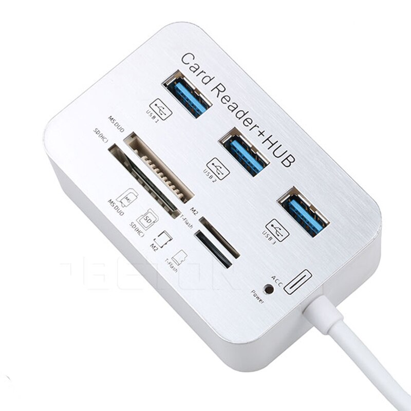 Kebidu Mini USB 3.0 Multi Hub + Kaartlezer COMBO High Speed USB Hub met MS/SD/M2 /TF Kaartlezer 3 Poorts USB Splitter voor Laptop