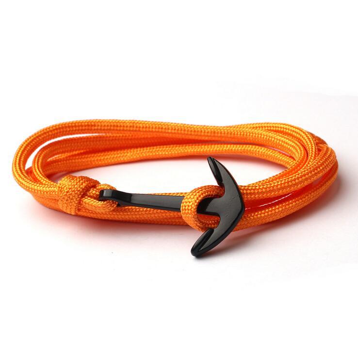 Kotwica bransoletki mężczyźni Double strand Nautical Survival Rope bransoletka Paracord kobiety czarna klamra sportowa ze stali nierdzewnej: Orange rope