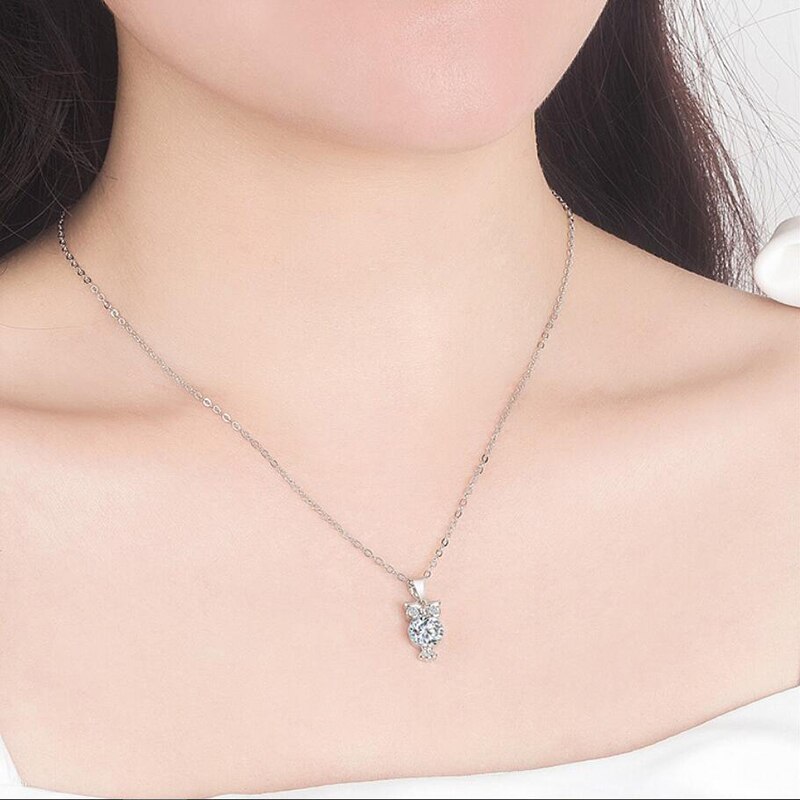 Zn Mode Zirkoon Hangers Uil Ketting Voor Vrouwen Crystal Heart Gold Lange Kettingen Mode-sieraden Cadeau