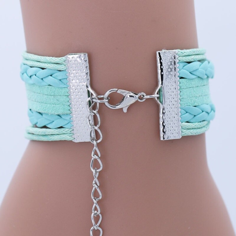 Antieke infinity legering manchet bedel leren armband bangle met paard voor dames kinderen meerlagige armbanden sieraden