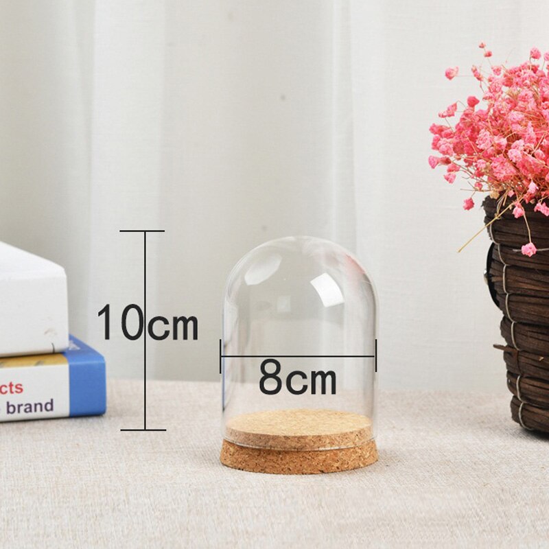 Glas Kuppel Cloche Abdeckung Holz Kork Basis Microlandscape Halfter Glocke Krug Für DIY Blume Pflanzen Vase Tisch Ornamente Hause Dekoration