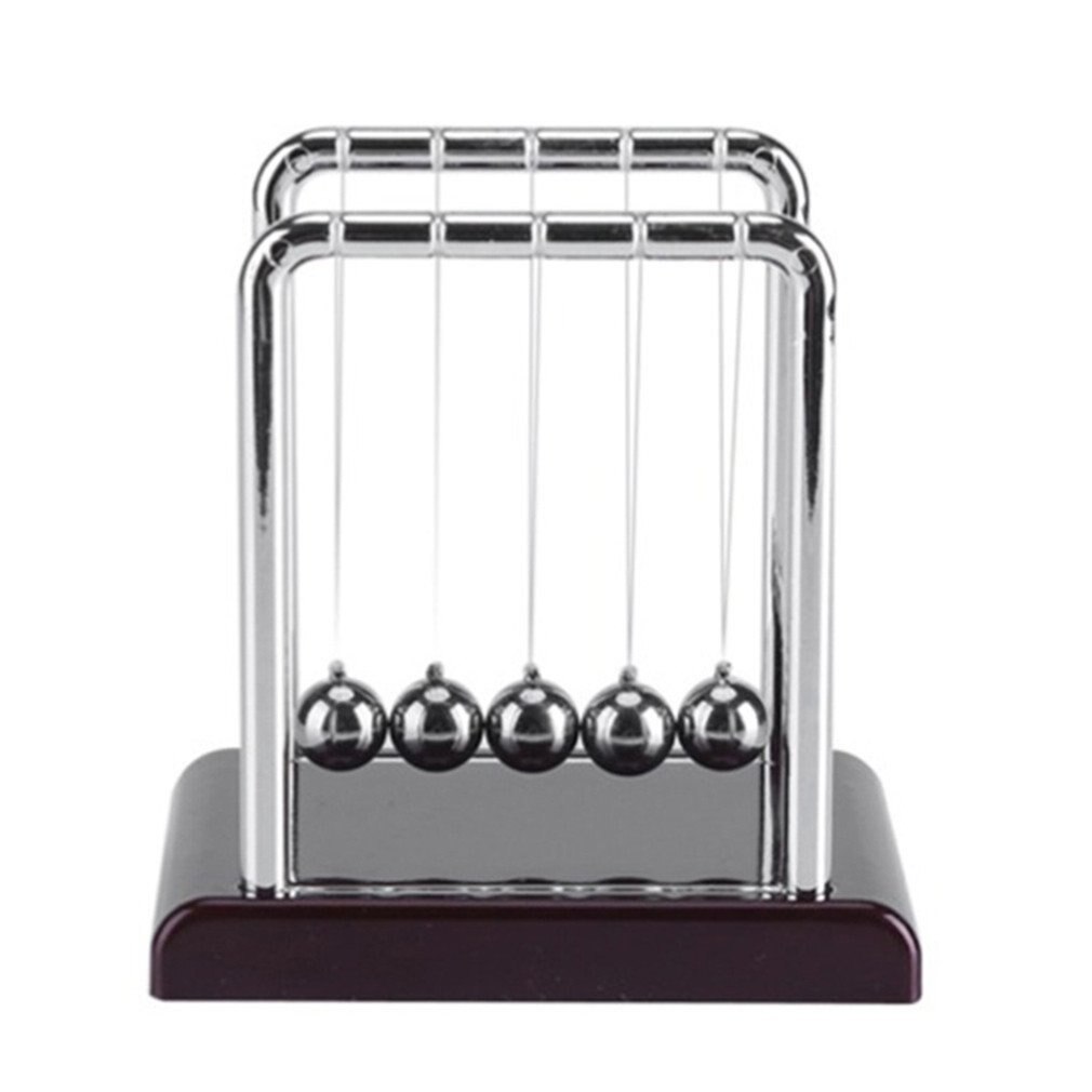 Newtons Cradle Balance Balls With Mirror Black Wooden Base Fun Gadget Pendulum For Office And Home Decoration-Mirror Ball