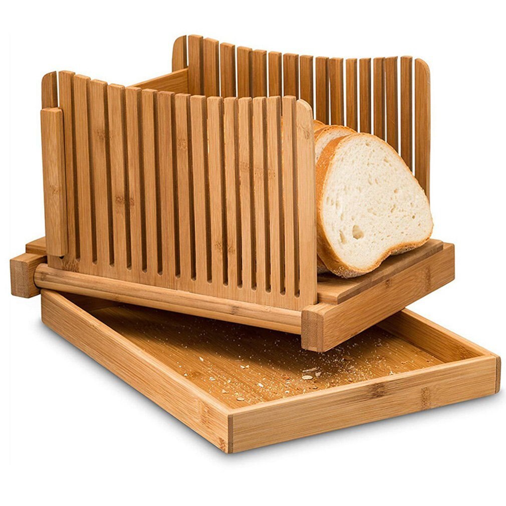 Nature Bamboo Bread Slicer For Homemade Bread Foladable & Compact Toast Cutting Board Guide Adjustable 3 Thickness Cutter