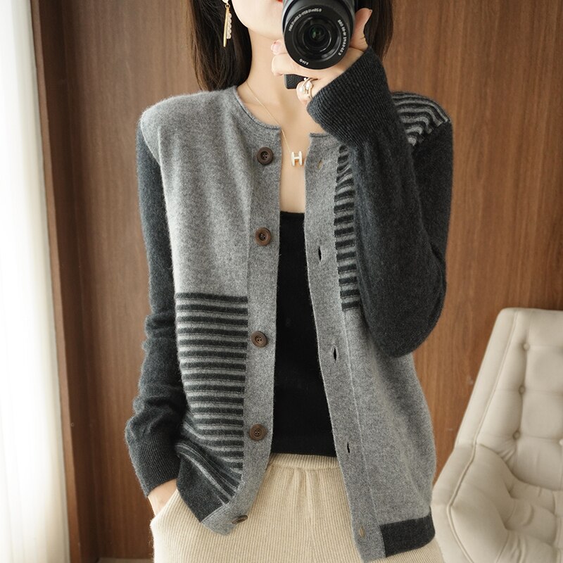 100% sweter z wełny kobiet 2022 wiosna jesień zwinięty wokół szyi sweter Casual dzianinowy Top Plus rozmiar luźny cały mecz kaszmirowy sweter: GRAY / XL