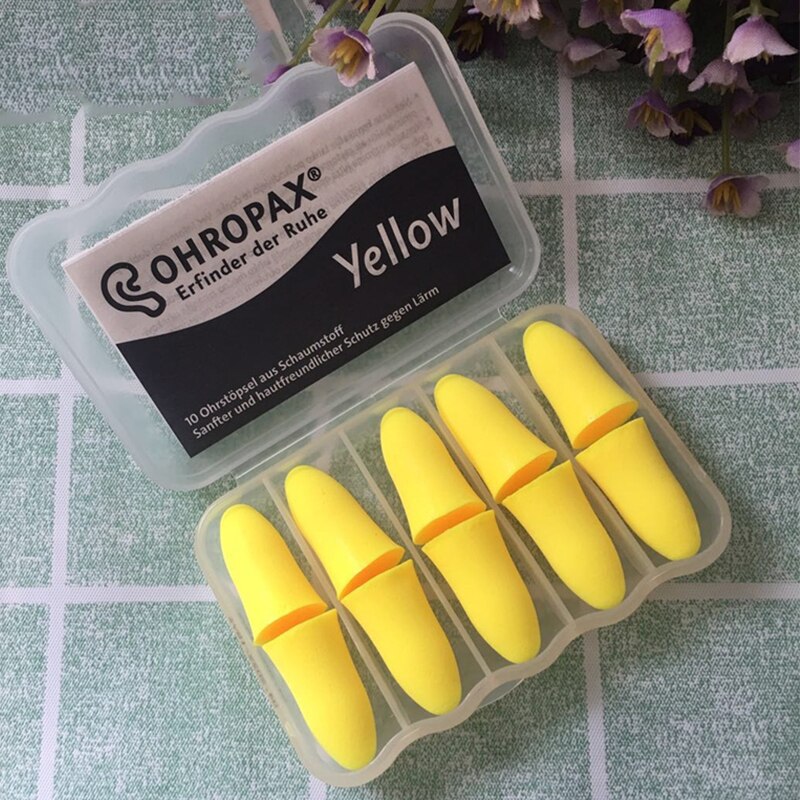Bouchons d'oreille Ohropax jaune M | 5 paires, bouchons d'oreille unisexes en coton doux, protecteur d'oreille, pour voyage, étude, sommeil, réduction du bruit muet