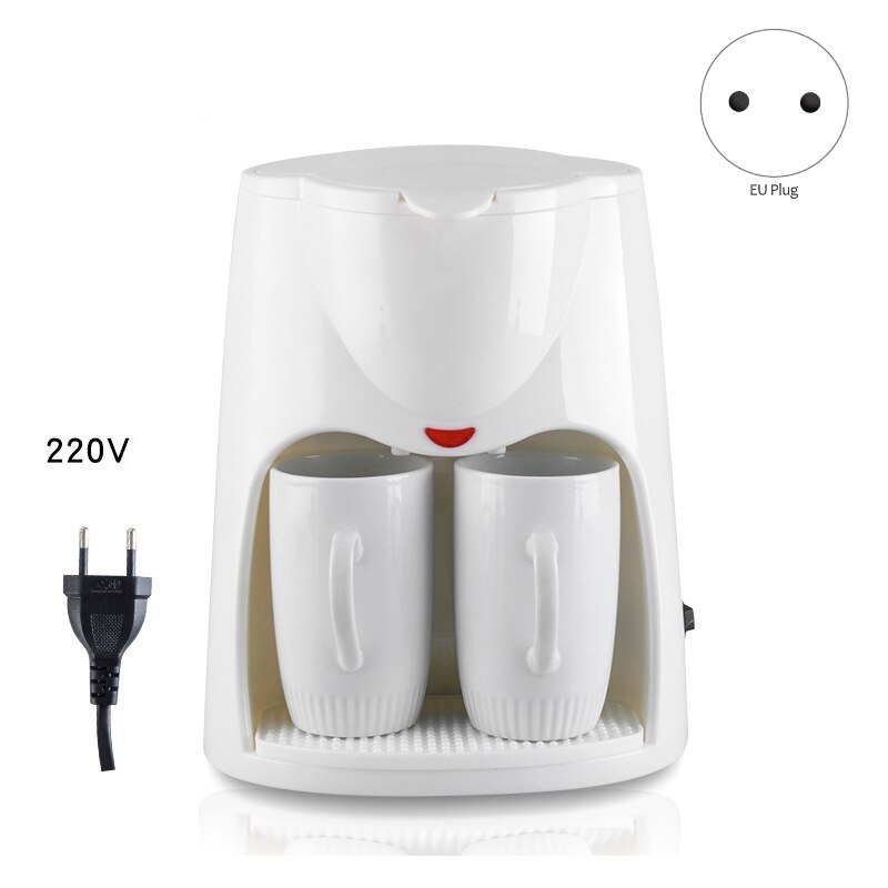 Cafetera eléctrica automática por goteo de 500W, máquina de café expreso té a vapor, 2 tazas, enchufe europeo