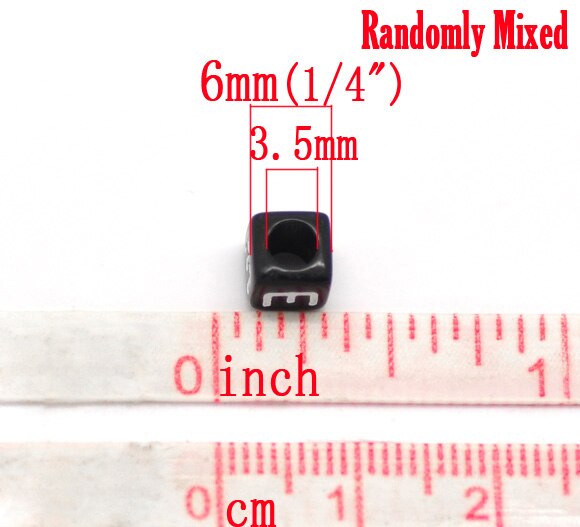 Doreen skrzynka 500PC czarne litery koraliki mieszane czarne alfabet/lista kostka z akrylu koraliki dystansowe luzem koraliki ręcznie robione koraliki dla majsterkowiczów 6x6mm