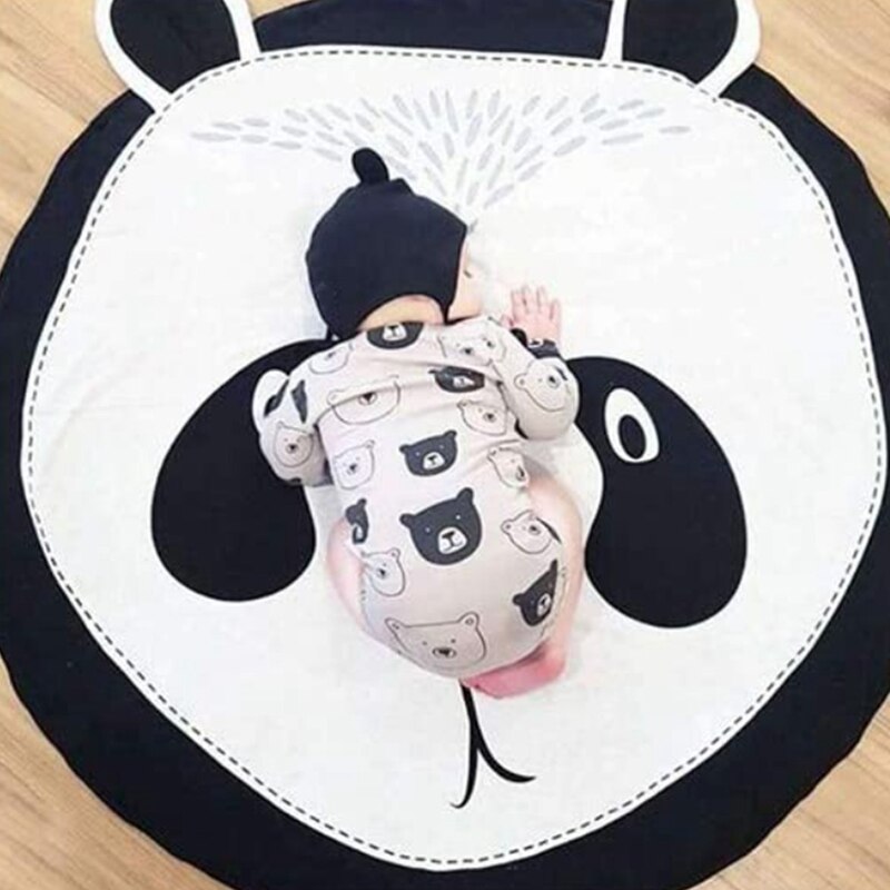 Tecknad panda bomull barn kryper matta barn spel runda pad baby rum dekoration matta