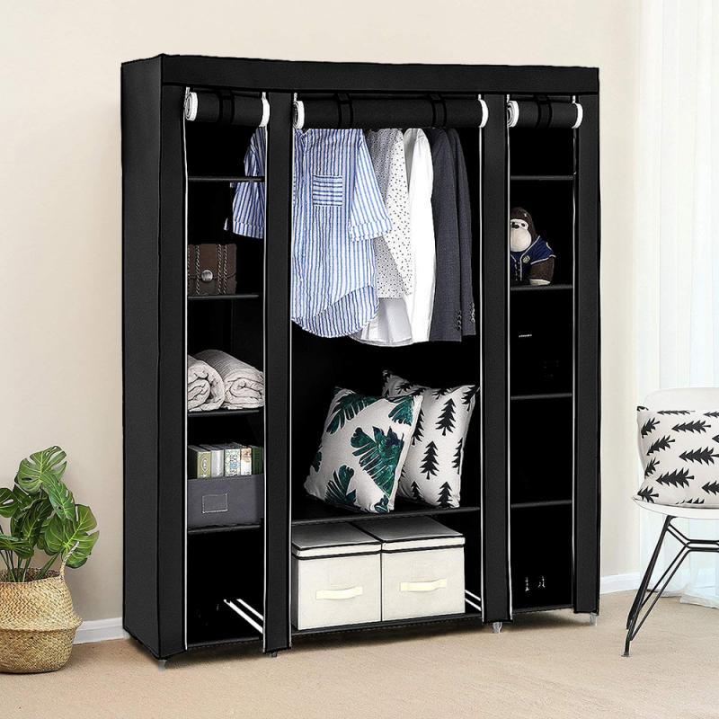 Tissu armoire meubles armoire de rangement tissu placard pliant tissu placard Portable pliant imperméable tissu HWC