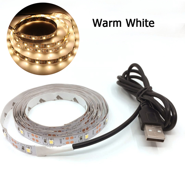 Tira de luces LED RGB 2835, 5V, alimentación USB, cinta LED Flexible RGB/blanca, 60LED, 0,5 m, 1m, 2m, 5m, cinta de diodo de retroiluminación para pantalla de escritorio de TV: YELLOW / changeable / 0,5 m