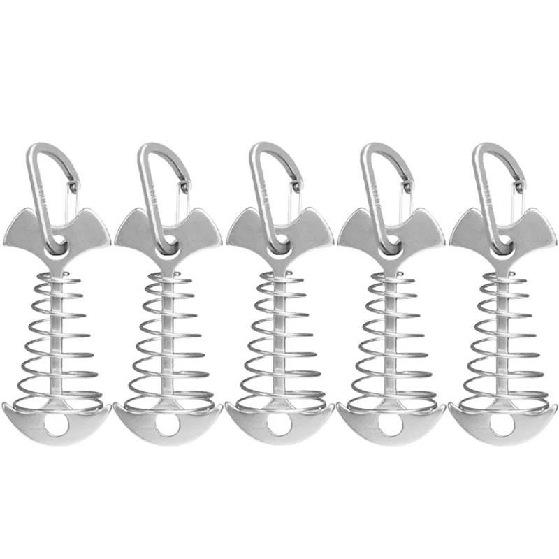 10/5PCS Lente Visgraat Dek Haringen Tent Stakes Luifel Anker Wind Touw Gesp met Karabijnhaak Dek Vaste nagels Camping Tent Haken: Blauw