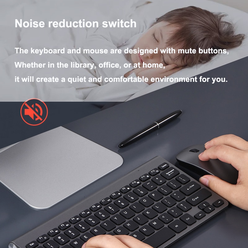 2.4G Wireless Silent Keyboard and Mouse Mini Multimedia Slim Keyboard Mouse Combo Set 1600DPI For Notebook Laptop Desktop PC