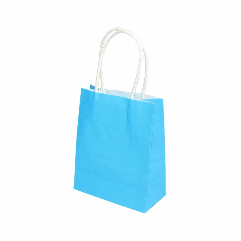 6/12pcs Mini Small Kraft Paper Bag with Handles Festival Bag Candy Shopping Bags: Light Grey / 9.5x9.5x11cm